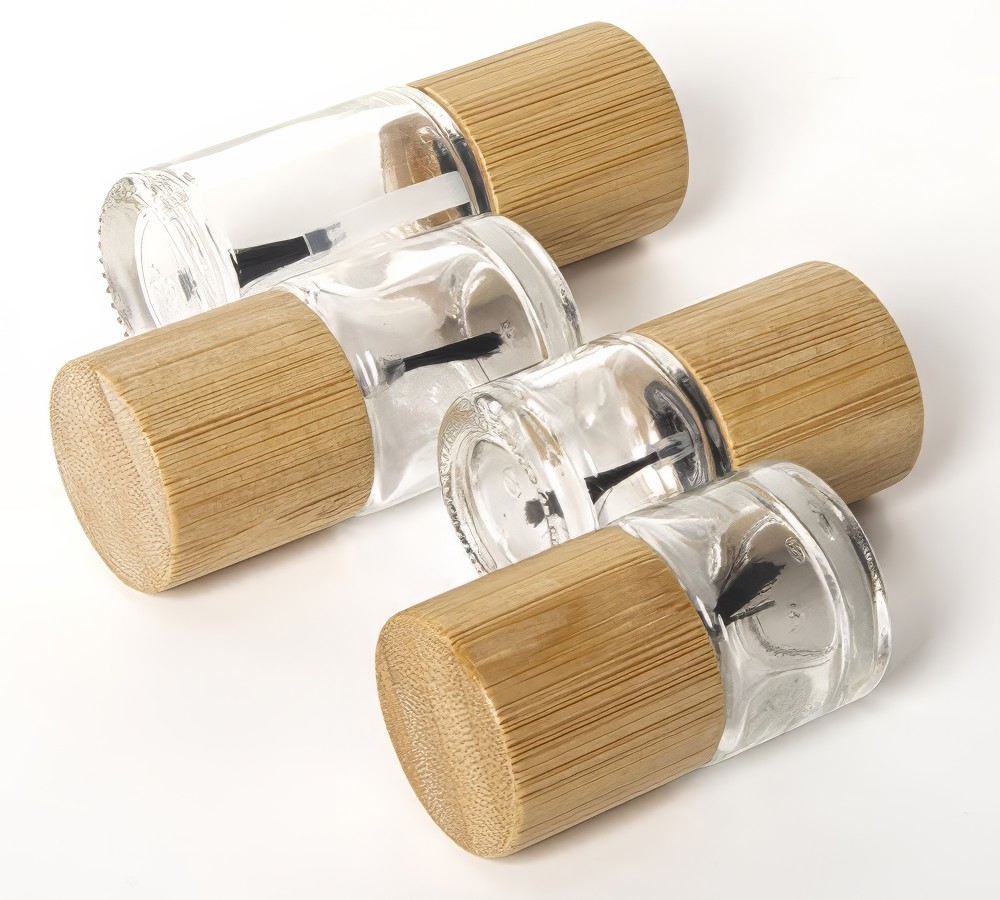 nail polish bottle with bamboo cap